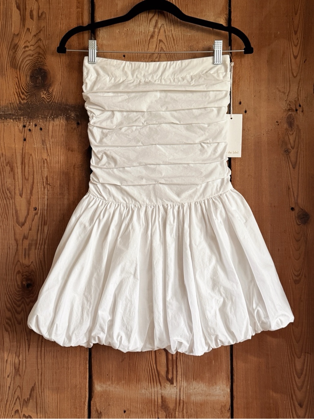 Sz XS Sofie The Label 100% Cotton Solid White Poplin Strapless Bubble Dress NWT